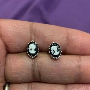Vintage-Inspired Black and White Cameo Earrings